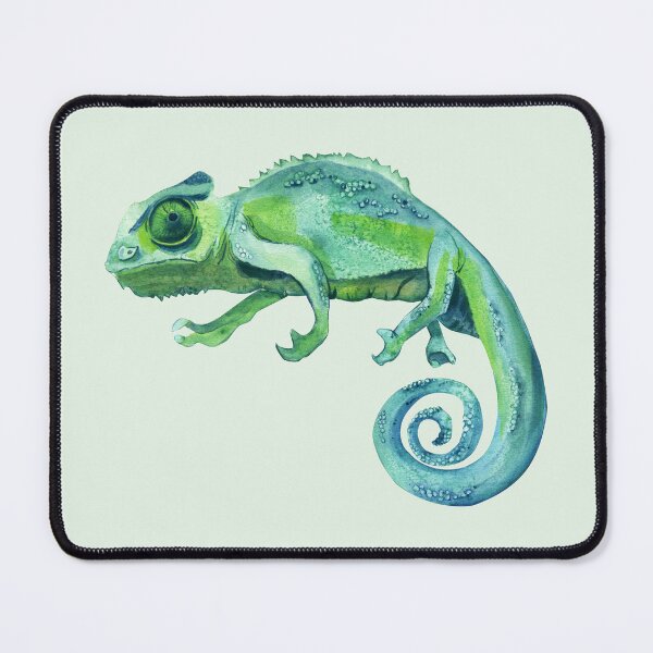 Item preview, Watercolor Green Blue Chameleon – Turquoise Reptile Illustration designed and sold by EmeraldeaArt.