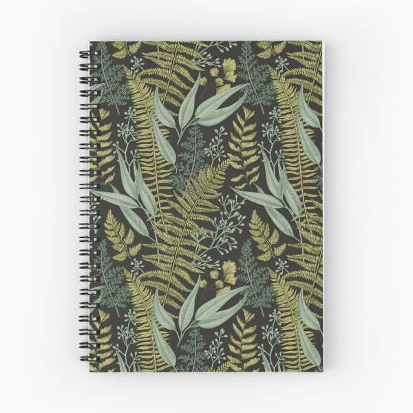 Item preview, Vintage botanical ferns, sage and olive on black designed and sold by CharmedVille.