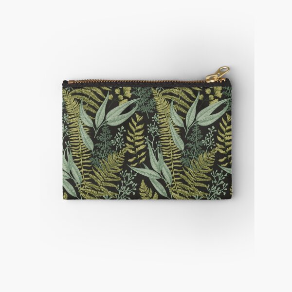 Item preview, Vintage botanical ferns, sage and olive on black designed and sold by CharmedVille.