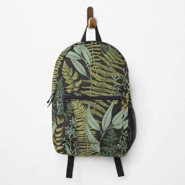 Item preview, Vintage botanical ferns, sage and olive on black designed and sold by CharmedVille.