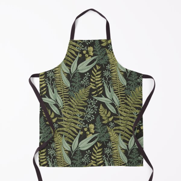 Item preview, Vintage botanical ferns, sage and olive on black designed and sold by CharmedVille.