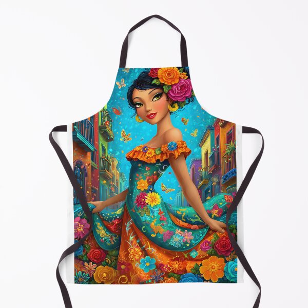 Item preview, Colorful Woman in Floral Dress with Vibrant Background designed and sold by Artessie.