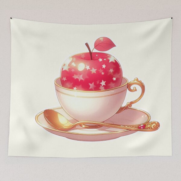 Item preview, Golden Tea Time with Apple – Soft Anime-Inspired Illustration designed and sold by Sugar Wisdom .