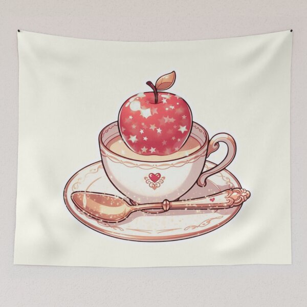 Item preview, Golden Tea Time with Apple – Soft Anime-Inspired Illustration designed and sold by Sugar Wisdom .