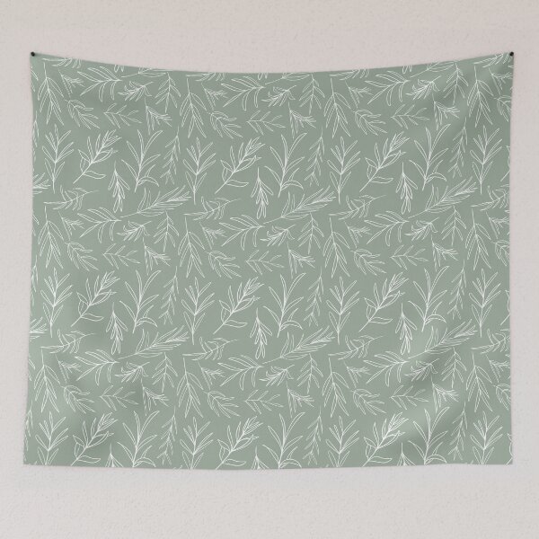 Item preview, Japandi botanical pattern, sage green art print, minimalist line art designed and sold by CharmedVille.