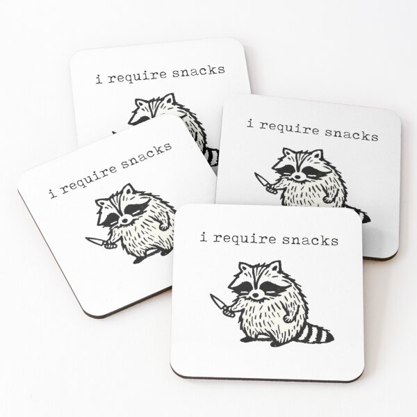 Item preview, I Require Snacks Raccoon With Knife Sticker | Funny Chaotic Trash Panda Meme T-Shirt designed and sold by JossDesign15.