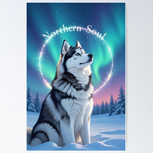 Item preview, Arctic Lumina - Mystical Husky Aurora Portrait designed and sold by zoughlal.
