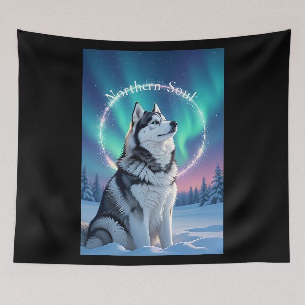 Item preview, Arctic Lumina - Mystical Husky Aurora Portrait designed and sold by zoughlal.