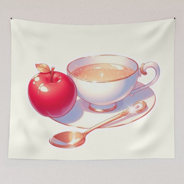 Item preview, Golden Tea Time with Apple – Soft Anime-Inspired Illustration designed and sold by Sugar Wisdom .