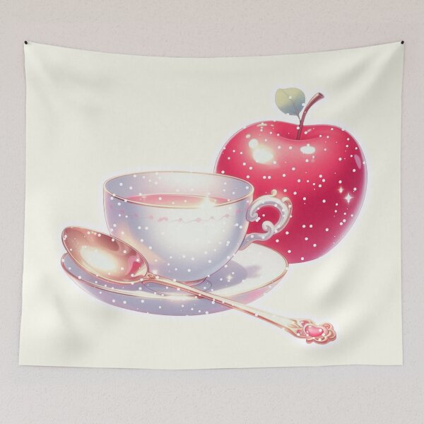 Item preview, Golden Tea Time with Apple – Soft Anime-Inspired Illustration designed and sold by Sugar Wisdom .