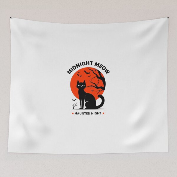 Item preview, Midnight Meow – Black Cat Minimal Halloween Art designed and sold by RuweisVibes.