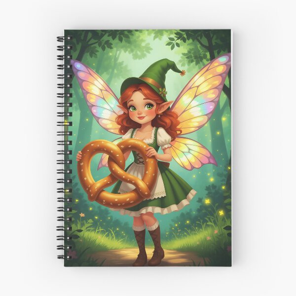 Item preview, Dirndl Fairy with Pretzel – Bavarian Forest Magic Illustration designed and sold by EmeraldeaArt.