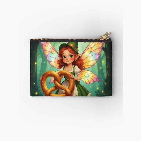 Item preview, Dirndl Fairy with Pretzel – Bavarian Forest Magic Illustration designed and sold by EmeraldeaArt.