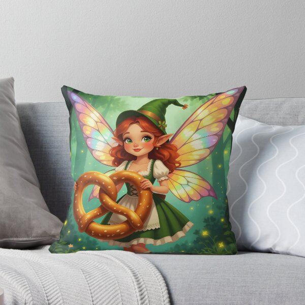 Item preview, Dirndl Fairy with Pretzel – Bavarian Forest Magic Illustration designed and sold by EmeraldeaArt.