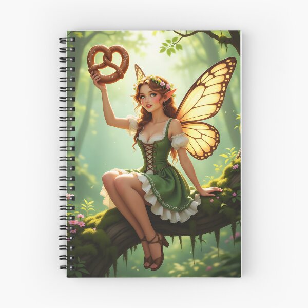 Item preview, Dirndl Fae Girl with Pretzel – Mossy Forest Butterfly Magic designed and sold by EmeraldeaArt.
