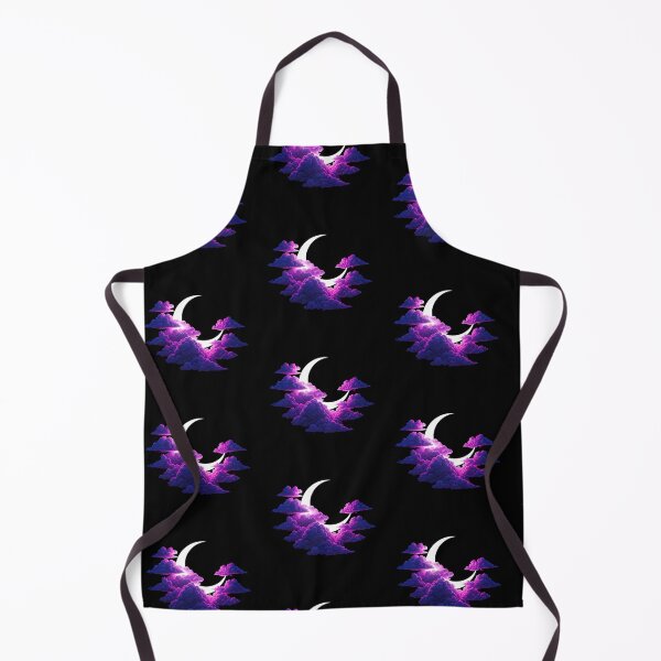 Item preview, Neon Crescent Moon with Purple Clouds – Minimalist Dreamlike Night Sky Illustration on Black Background designed and sold by PixelVibe782.