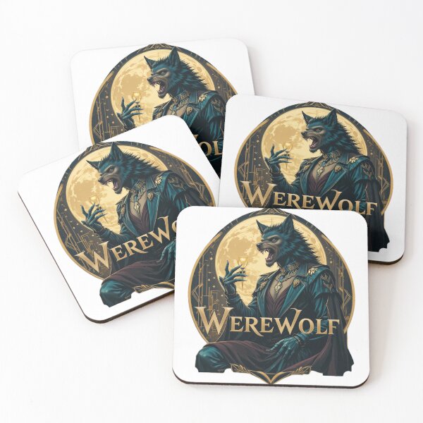 Item preview, Art Deco Werewolf Portrait Full Moon Night designed and sold by AQUILAKREO.