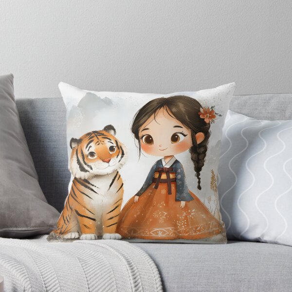 Item preview, Cute Korean Girl with her Best Tiger friend designed and sold by Anicue.