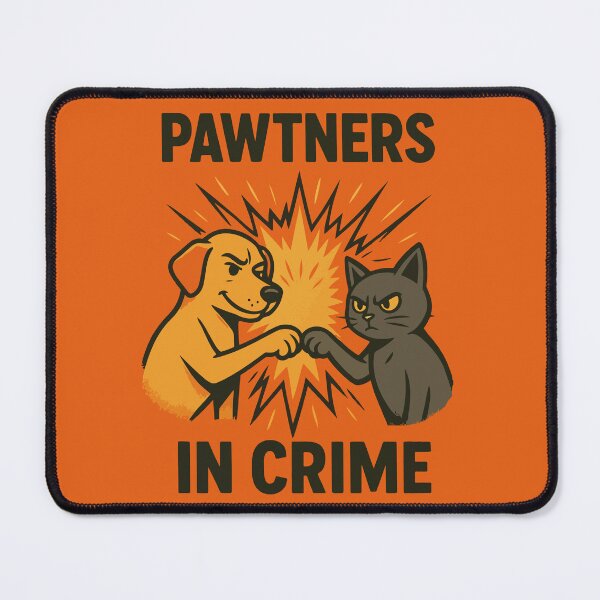 Item preview, Dog Cat Fist Bump Funny Best Friends | PAWTNERS IN CRIME designed and sold by SillyPawsStudio.