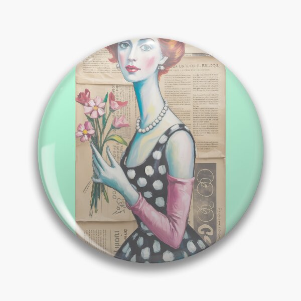 Item preview, Retro Chic Polka Dot Woman With Flowers By Merch, Limited Edition designed and sold by JERICHOALBERT2.