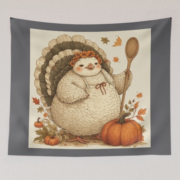Item preview, Adorable Pudgy Turkey Illustration | Vintage Thanksgiving Holiday Graphic designed and sold by Eden Underground Radio (Official Merch).