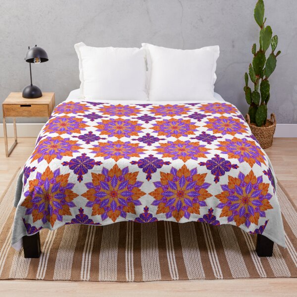 Item preview, Orange and Purple Mandala Pattern on Black Background designed and sold by KornDala88.