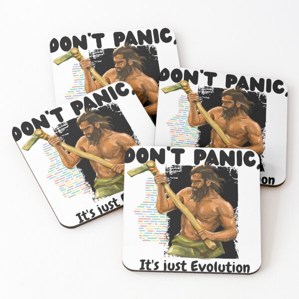Item preview, Don’t Panic It’s Just Evolution T-Shirt | Premium Funny Science Tee with Early Man Illustration for Students & Science Lovers designed and sold by YasirHamidDesigns .