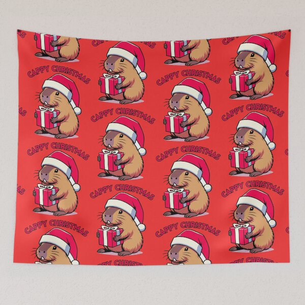 Item preview, Capybara with a present and cappy christmas designed and sold by Underwoood.