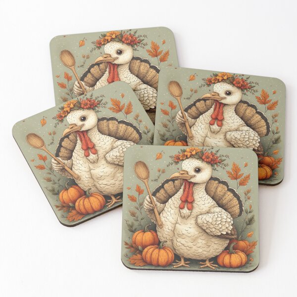 Item preview, Adorable Whimsical Turkey Chef Illustration | Cozy Cottagecore Thanksgiving Art designed and sold by Eden Underground Radio (Official Merch).