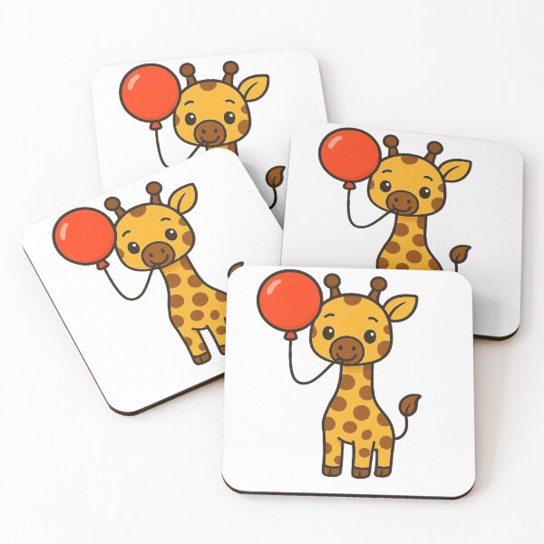 Item preview, Gentle Giraffe with Red Balloon – Whimsical Animal Art designed and sold by Confuzz1ed.