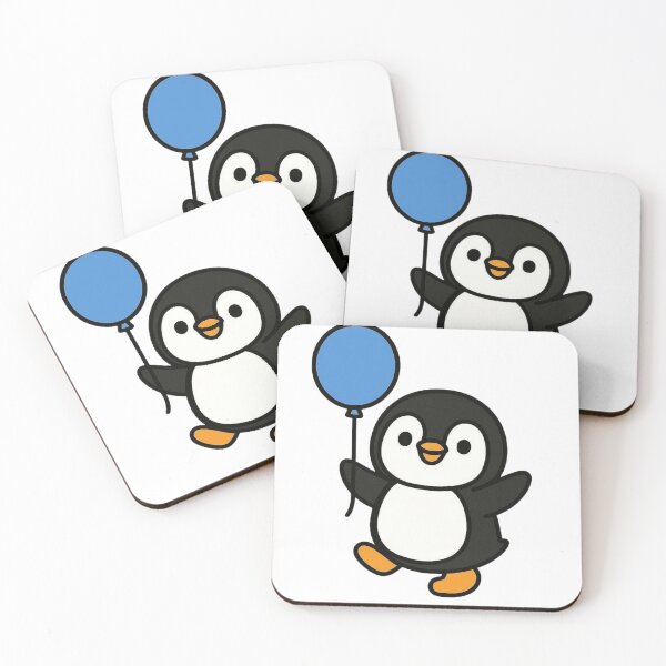 Item preview, Happy Penguin with Blue Balloon – Cute Celebration Character designed and sold by Confuzz1ed.