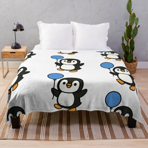 Item preview, Happy Penguin with Blue Balloon – Cute Celebration Character designed and sold by Confuzz1ed.