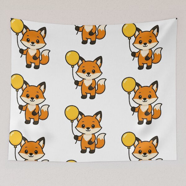 Item preview, Cheerful Fox with Yellow Balloon – Charming Animal Design designed and sold by Confuzz1ed.