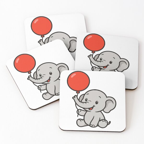 Item preview, Happy Baby Elephant with Red Balloon – Playful Animal Art designed and sold by Confuzz1ed.