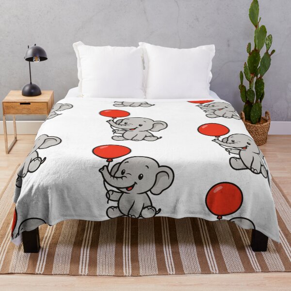 Item preview, Happy Baby Elephant with Red Balloon – Playful Animal Art designed and sold by Confuzz1ed.