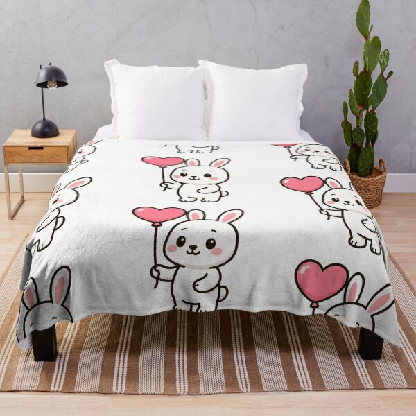 Item preview, Shy Bunny with Heart Balloon – Cute and Wholesome Design designed and sold by Confuzz1ed.