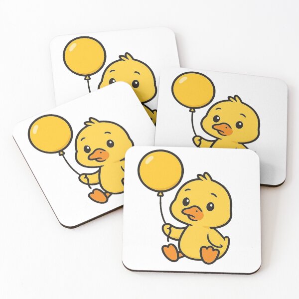 Item preview, Curious Duckling with Yellow Balloon – Playful Animal Art designed and sold by Confuzz1ed.