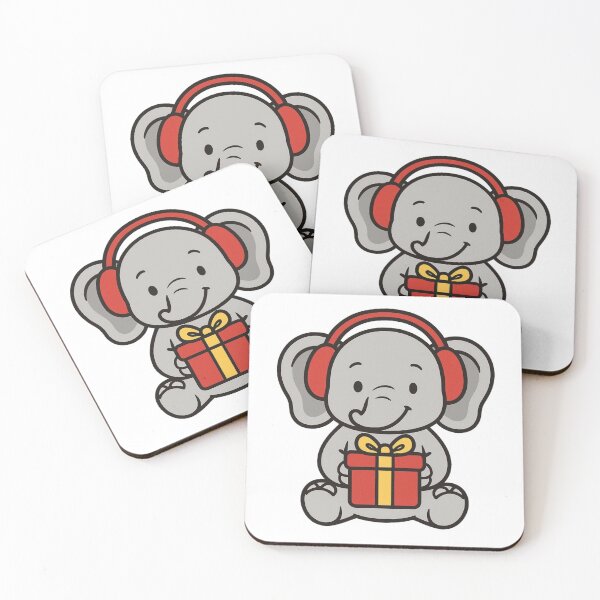 Item preview, Elephant with Gift and Earmuffs – Gentle Christmas Design designed and sold by Confuzz1ed.