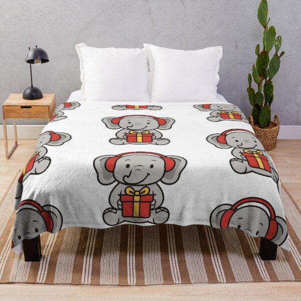 Item preview, Elephant with Gift and Earmuffs – Gentle Christmas Design designed and sold by Confuzz1ed.