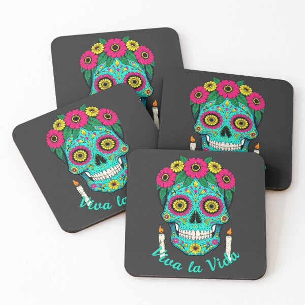 Item preview, Dia de Muertos Bright Teal Sugar Skull with Marigolds designed and sold by Oddly Yours Goods.