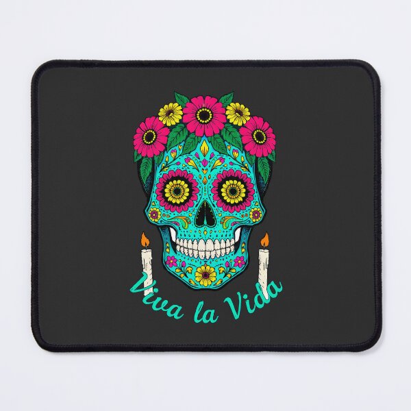 Item preview, Dia de Muertos Bright Teal Sugar Skull with Marigolds designed and sold by Oddly Yours Goods.