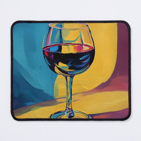 Item preview, Colorful Wine Glass Artwork with Vivid Background and Reflective Play of Warm and Cool Tones designed and sold by OlfactoART Studio.