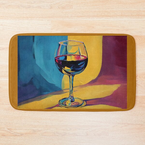 Item preview, Colorful Wine Glass Artwork with Vivid Background and Reflective Play of Warm and Cool Tones designed and sold by OlfactoART Studio.
