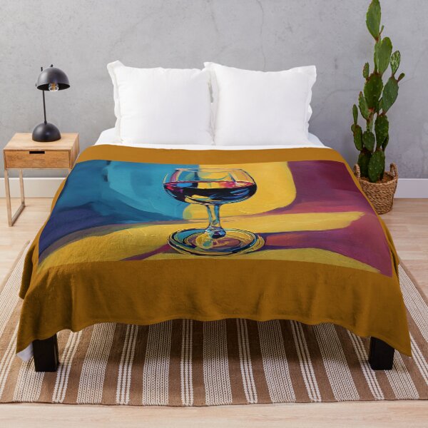 Item preview, Colorful Wine Glass Artwork with Vivid Background and Reflective Play of Warm and Cool Tones designed and sold by OlfactoART Studio.