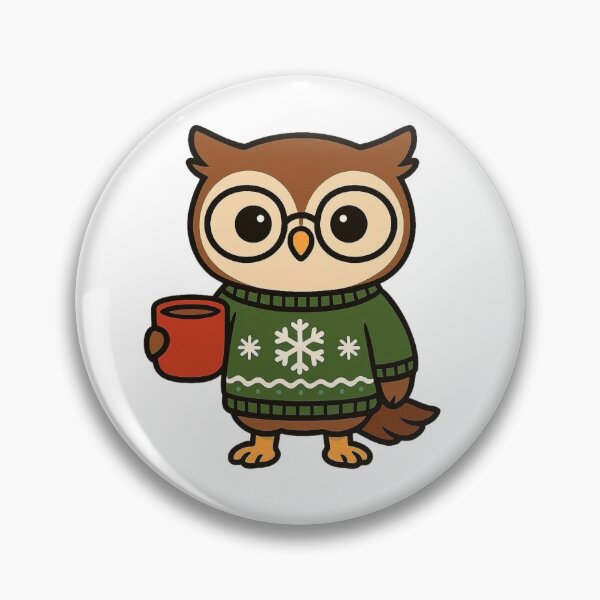Item preview, Cozy Owl in Christmas Sweater with Cocoa – Warm Winter Design designed and sold by Confuzz1ed.
