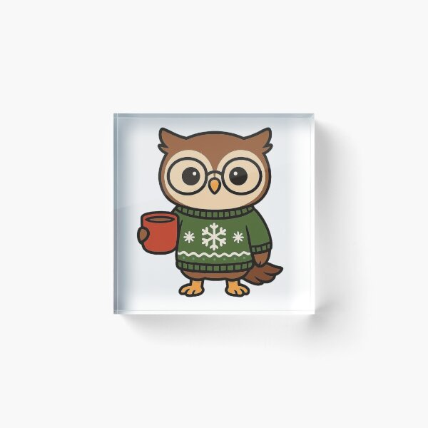 Item preview, Cozy Owl in Christmas Sweater with Cocoa – Warm Winter Design designed and sold by Confuzz1ed.
