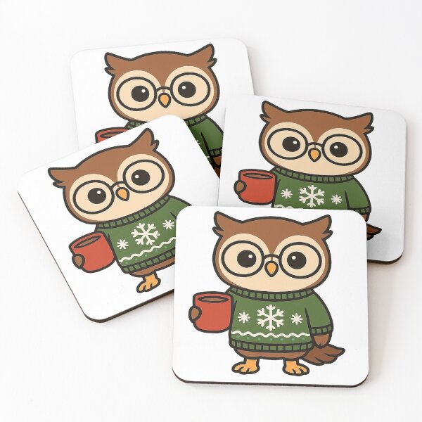 Item preview, Cozy Owl in Christmas Sweater with Cocoa – Warm Winter Design designed and sold by Confuzz1ed.