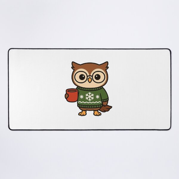 Item preview, Cozy Owl in Christmas Sweater with Cocoa – Warm Winter Design designed and sold by Confuzz1ed.