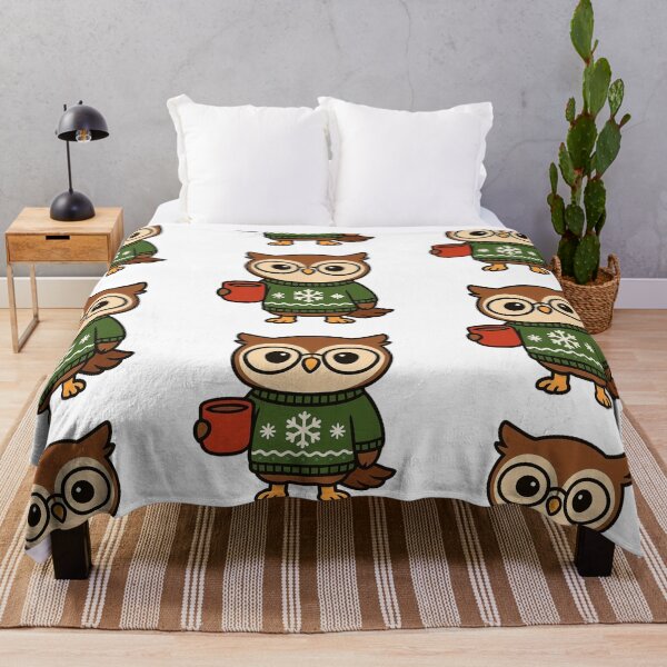 Item preview, Cozy Owl in Christmas Sweater with Cocoa – Warm Winter Design designed and sold by Confuzz1ed.