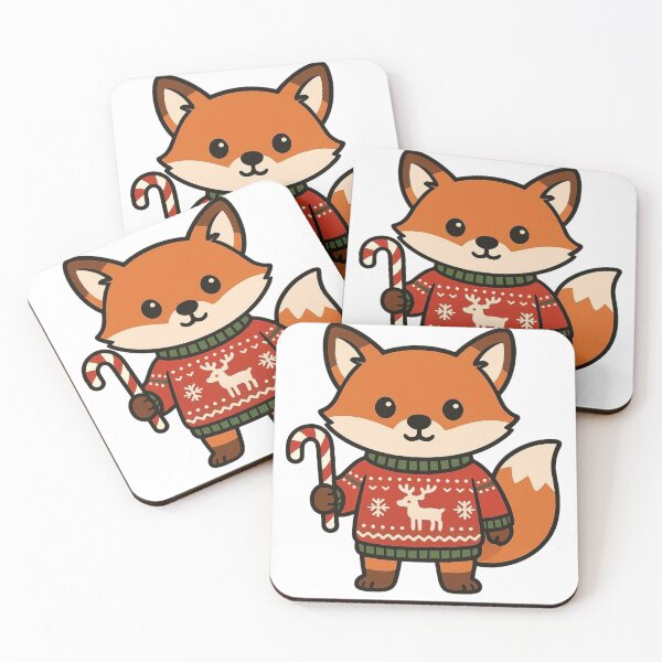 Item preview, Festive Fox in Reindeer Sweater Holding Candy Cane – Cute Christmas Character designed and sold by Confuzz1ed.